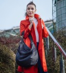 Graphite hobo bag made of thick woven fabric II