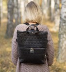 Backpack / bag 2 in 1 gray quilted upholstery velvet