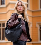 Black hobo bag made of eco leather I