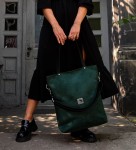 Große wasserabweisende Tasche aus Nubuk Flaschengrün