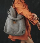 Graue Tasche - Beutel aus gewebtem Stoff