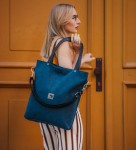 Turquoise tote bag made of thick, waterproof nubuck (1)