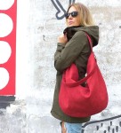 Red shoulder bag made of  eco suede (1)
