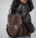 Bag / backpack 2 in 1 made of black eco leather  (1) (1) (1) (1)