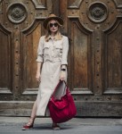 Red shoulder bag made of  eco suede II