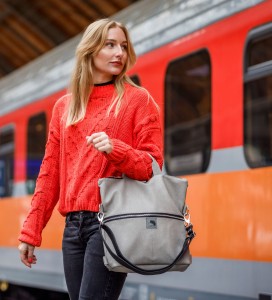 2 in 1 backpack / bag made of gray eco leather
