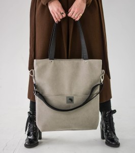 Graue Öko-Wildledertasche