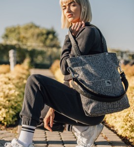 Grey bag made of thick woven fabric (1)
