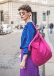 Große Beuteltasche aus Öko-Wildleder in Fuchsia-Farbe