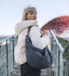 Shoulder bag made of woven gray fabric (1)